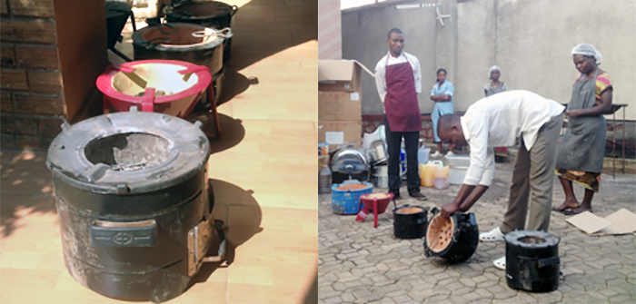 Lubumbashi DRC residents look at Envirofit cookstove