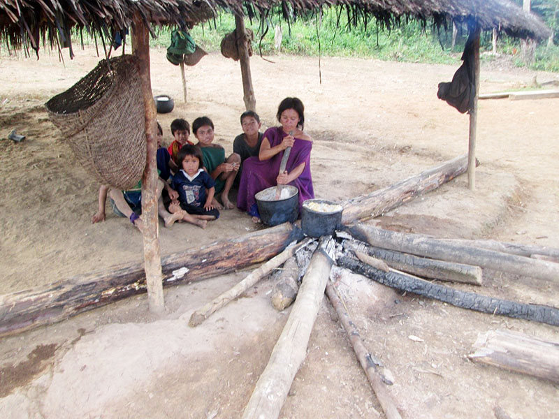 Ashaninkas family cooking in the Peruvian Amazon